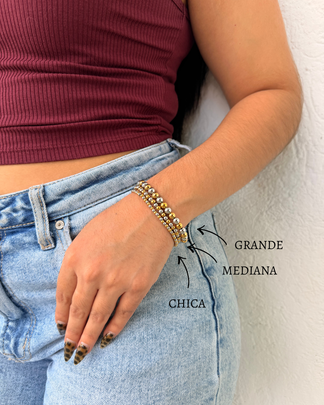 PULSERA BOLITAS BICOLOR