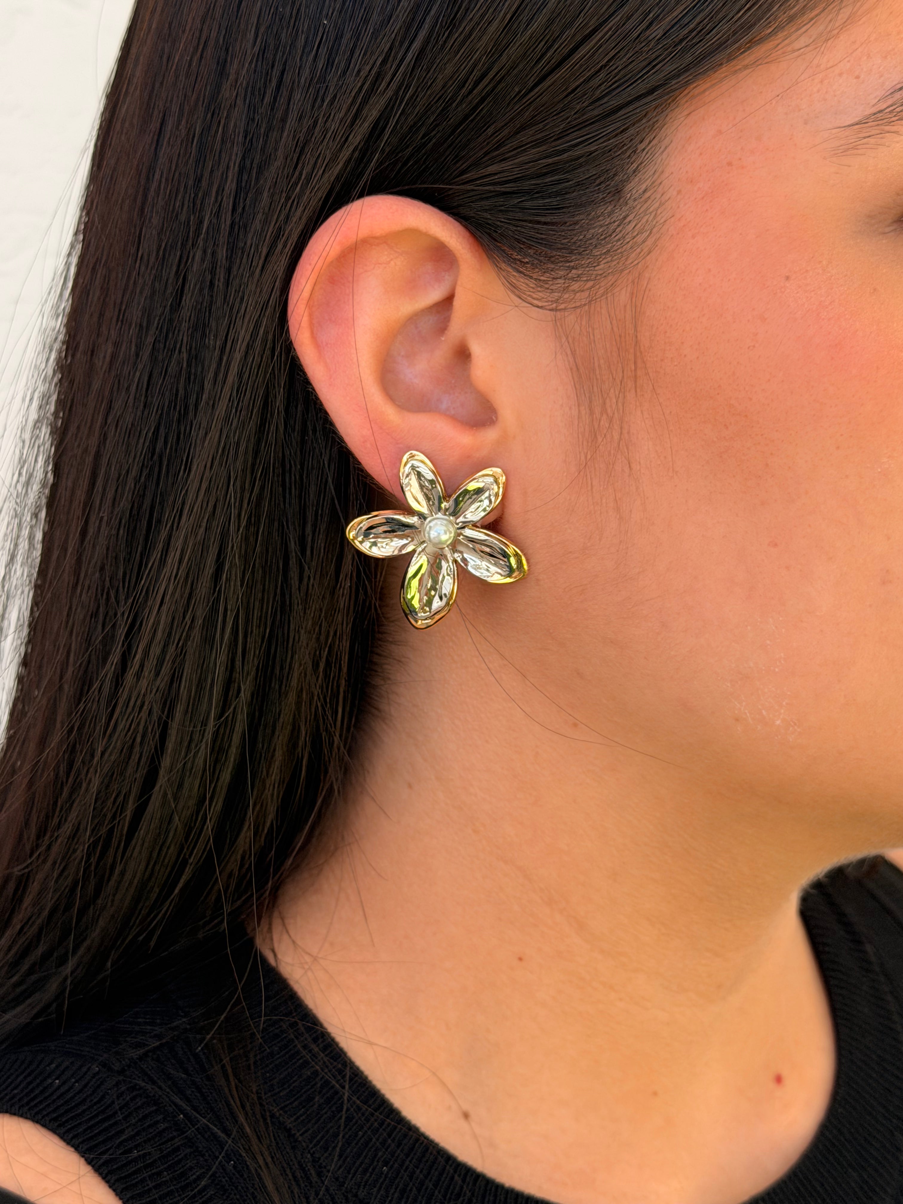 ARETES FLOR BICOLOR