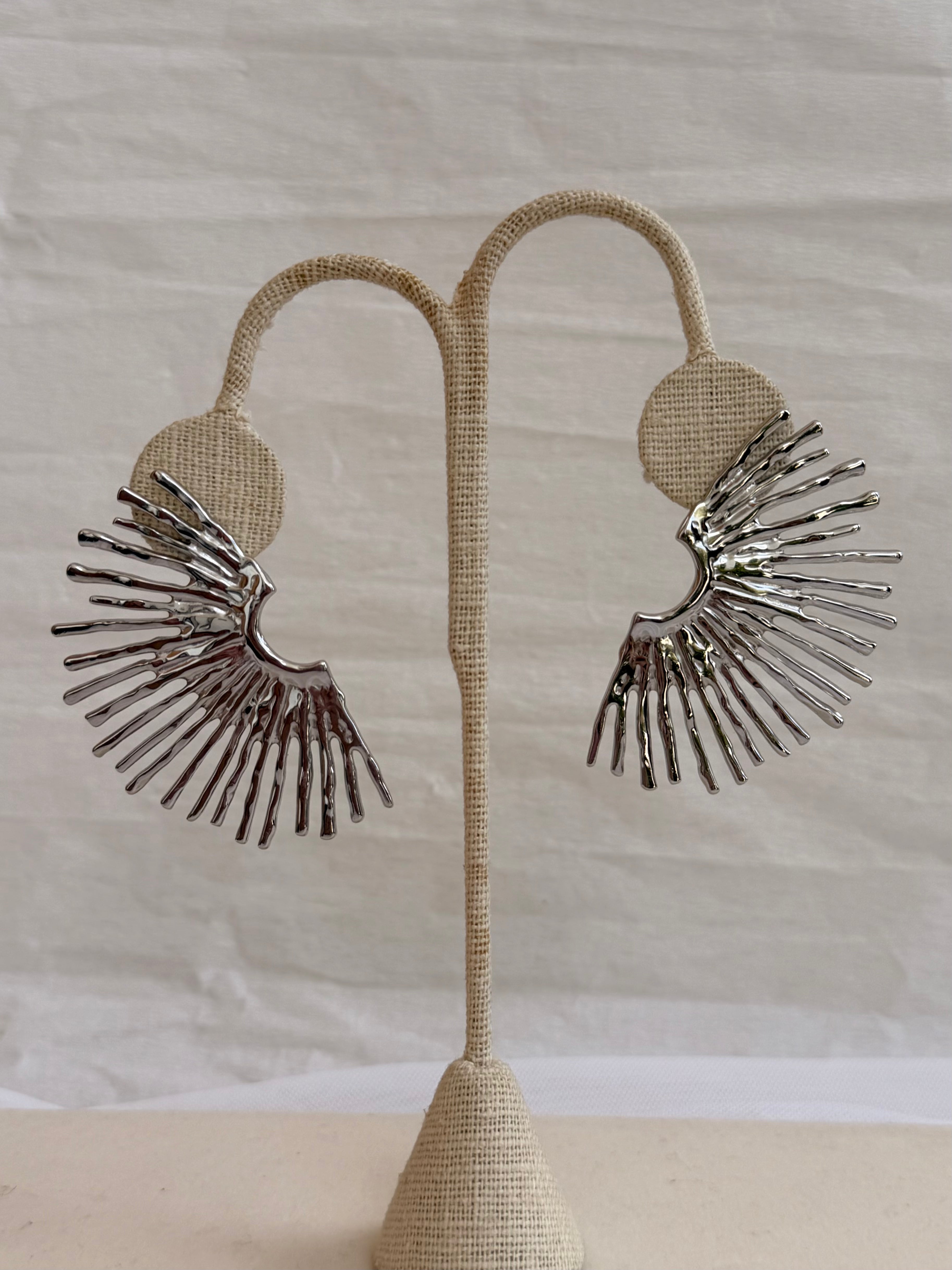 ARETES ABANICO SILVER
